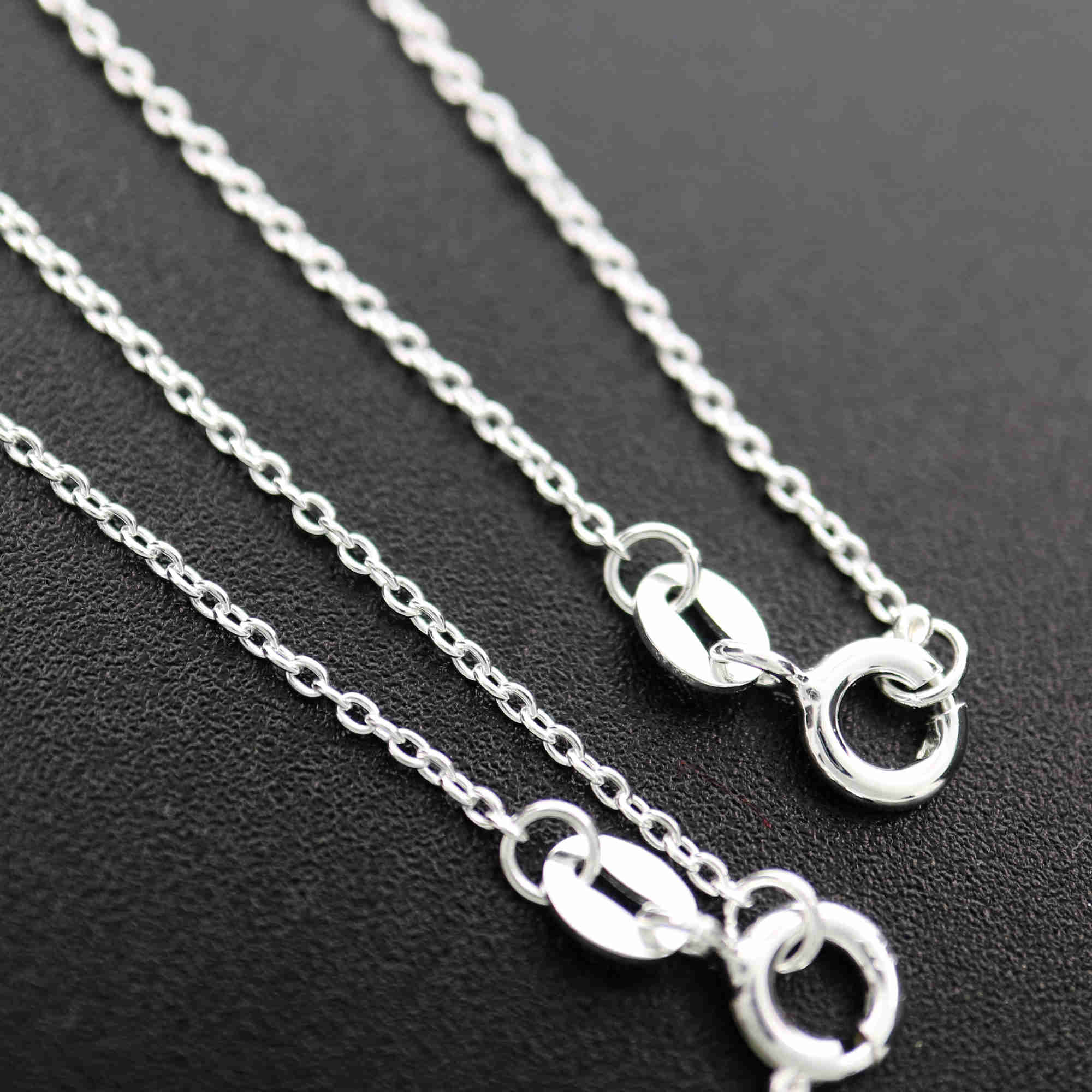 1Pcs 18-20Inches Simple O Ring 925 Sterling Solid Silver Necklace Chain DIY Supplies 1322047 - Click Image to Close